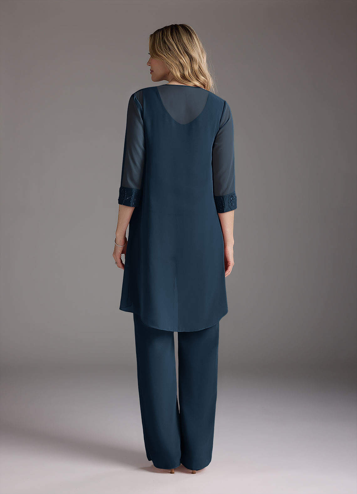 Azazie Maura Mother of the Bride Dresses Dark Navy Jumpsuit/Pantsuit Sequins Chiffon Dress image4