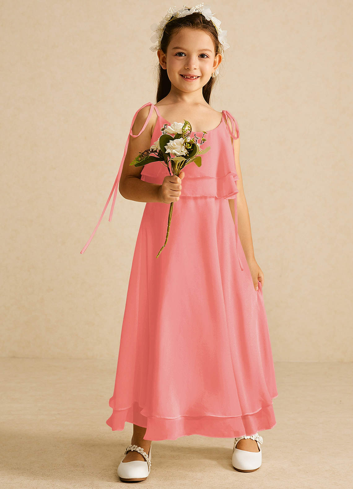 Flower girl dress coral best sale