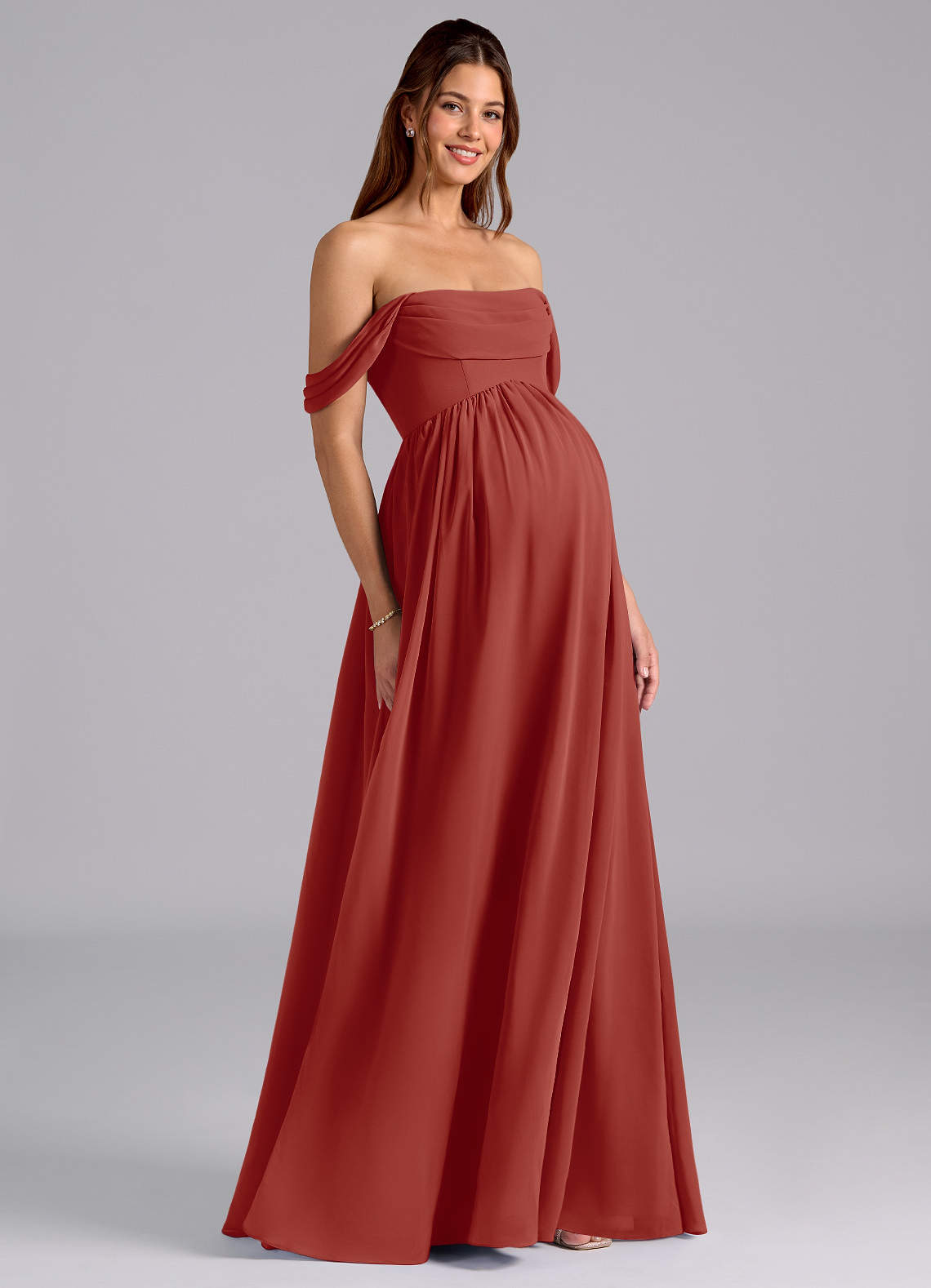 red chiffon maternity dress Cheriluna Maternity Maternity Photoshoot Dress, Strapless Ruched Pearl Chiffon Flowy Maxi Dress, Formal/Christmas Party/Red/Elegant Dress