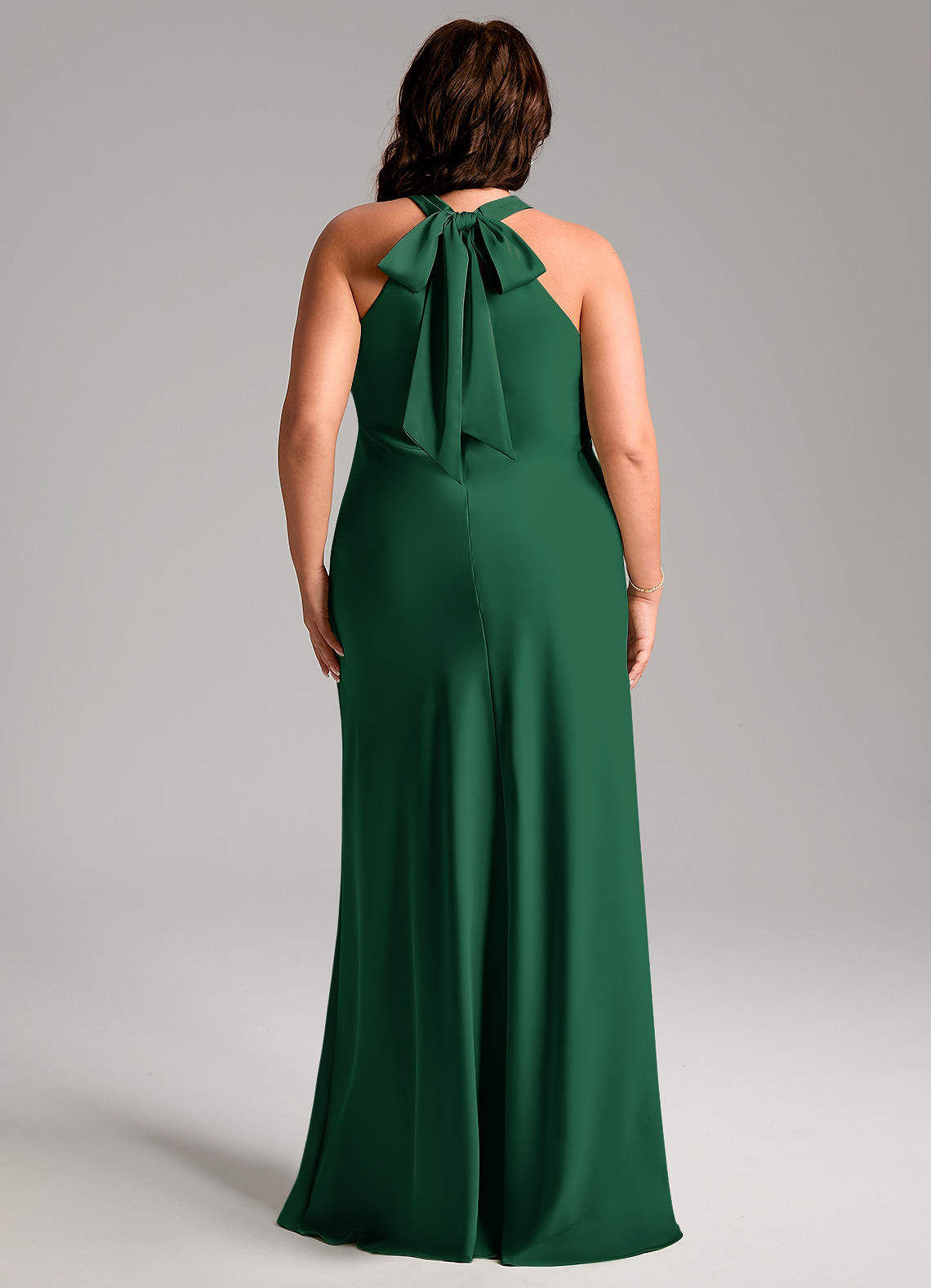Azazie Doretta Bridesmaid Dresses Dark Green Mermaid Pleated Stretch Satin Dress image11