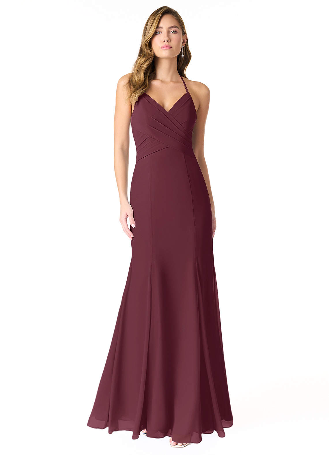 Azazie Carolina Bridesmaid Dresses Cabernet Mermaid Ruched Chiffon Dress image1