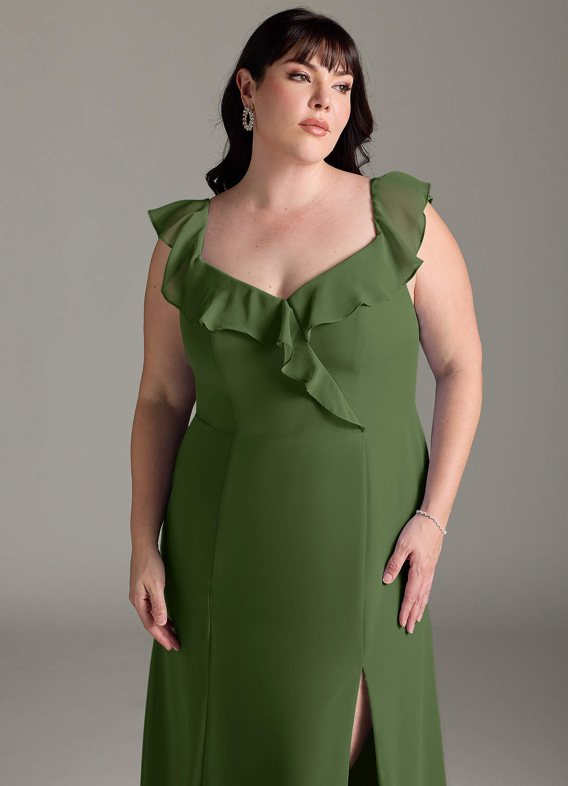 olive green convertible dress Light Olive Green Infinity Dress, Convertible Bridesmaid Gown, Slit Dress