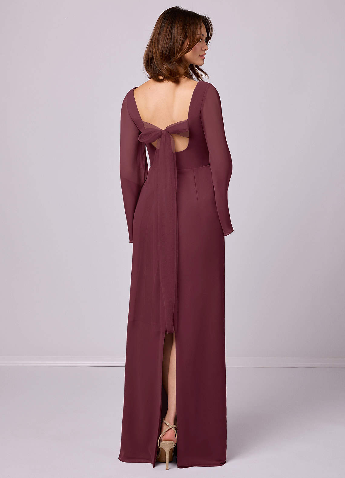 Barbie ♥ Azazie Bridesmaid Dresses Sheath Bow Chiffon Floor-Length Dress image6