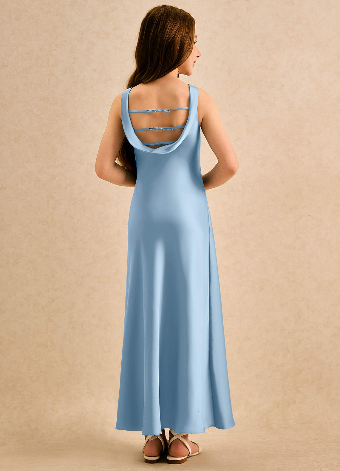 Azazie Raspberry Girls Formal Sprzedaż ostateczna Linia A Pofałdowany Satyna elastyczna Długość kostki Sukienka image1
