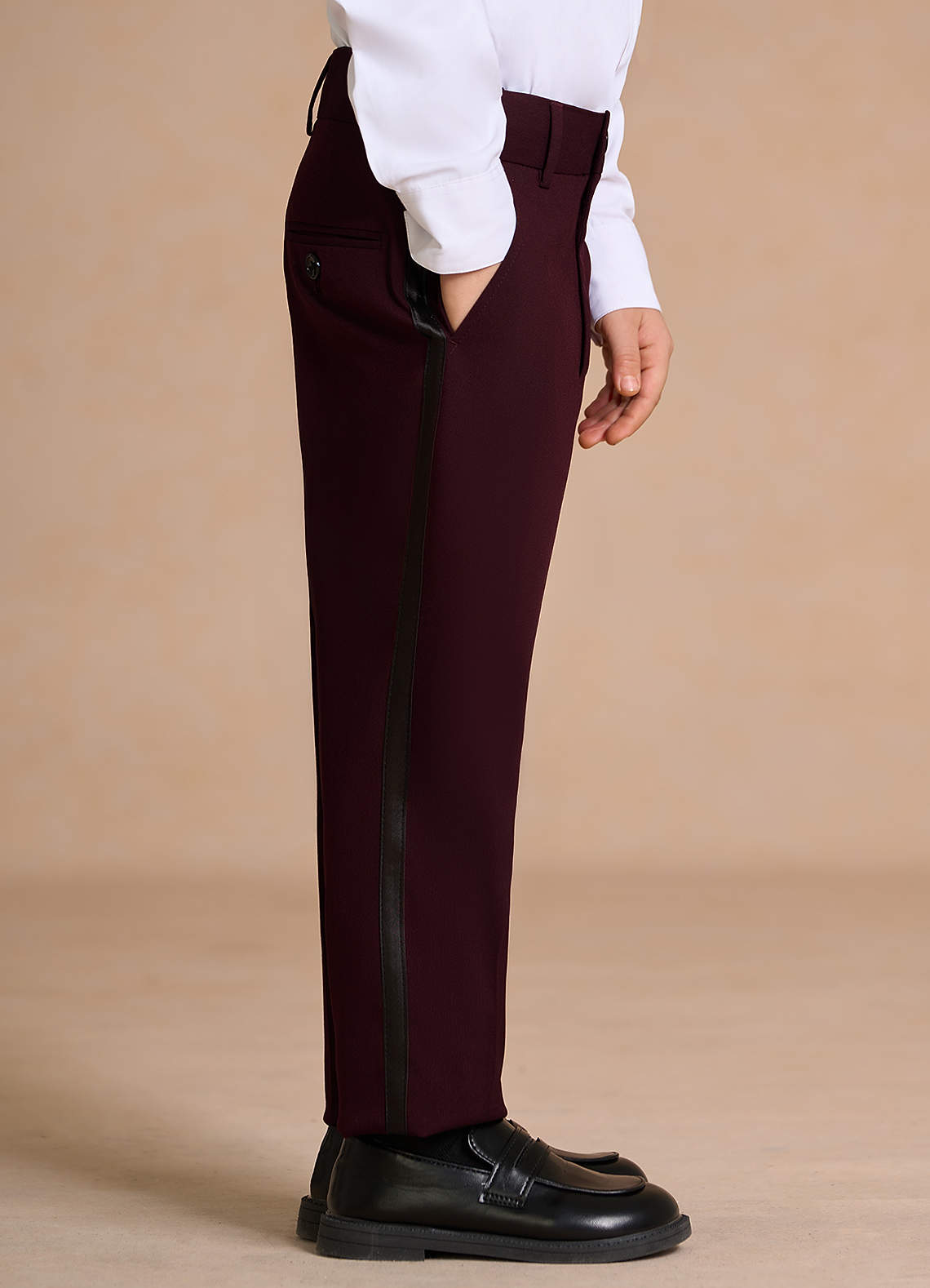 front Michael Burgundy Boys Peak Lapel 2-Piece Tuxedos