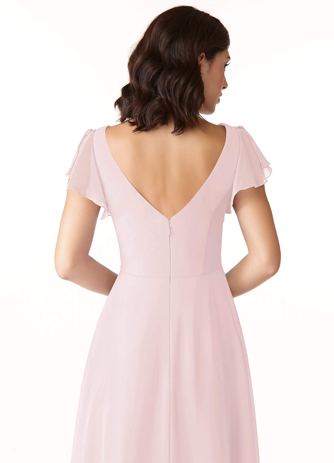 Azazie Omari Vestidos de madrinha de casamento Vestido Rosa Corado de Chiffon de Linha A image5