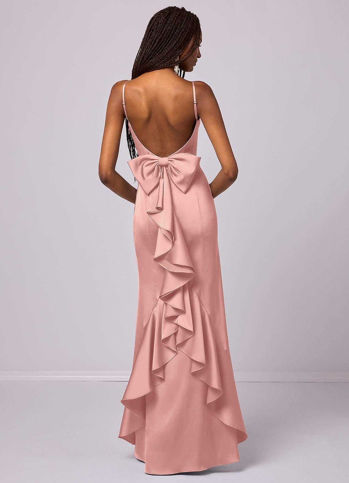 Barbie ♥ Azazie Bridesmaid Dresses Rosette Mermaid Bow Stretch Satin Dress image1