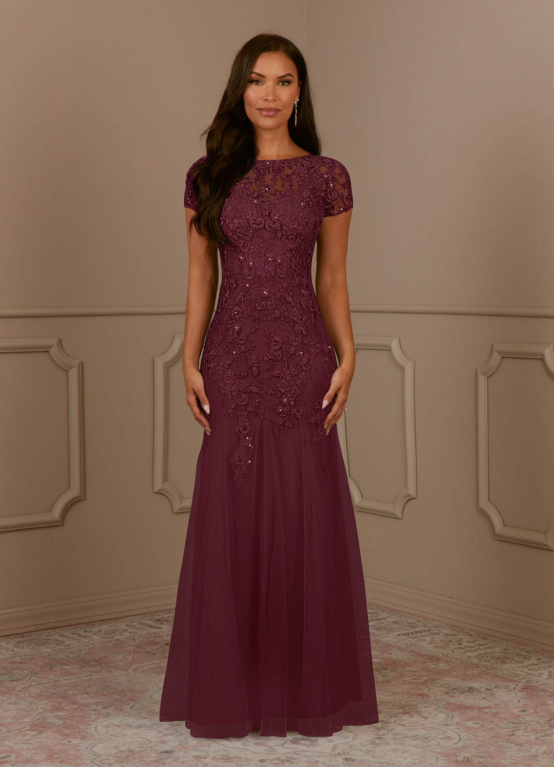 Azazie Laurie Cabernet Mermaid Scoop Sequins Tulle Dress Ready to Ship | Azazie Azazie Laurie Cabernet Mermaid Scoop Sequins Tulle Dress Ready to Ship | Azazie