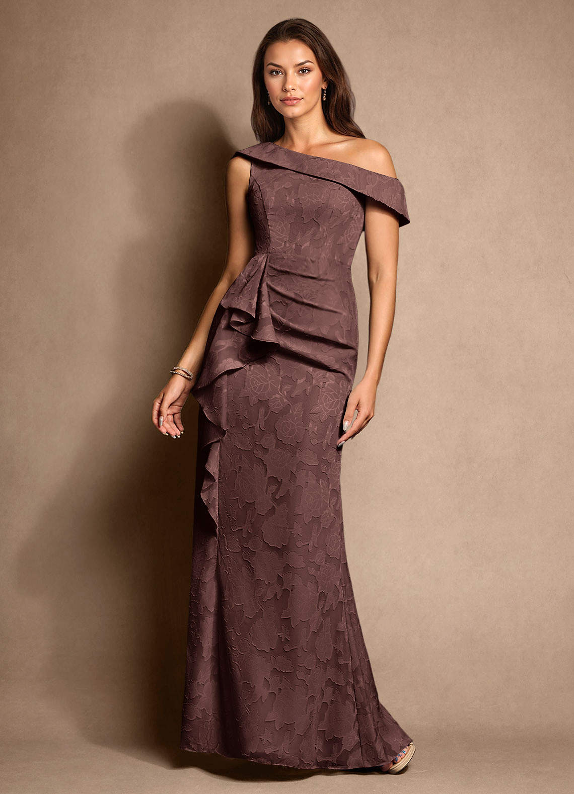 Azazie Hamptons Mother of the Bride Mekot A-linja Pliseerattu Floral Burnout Lattian pituus Pukeutua image1