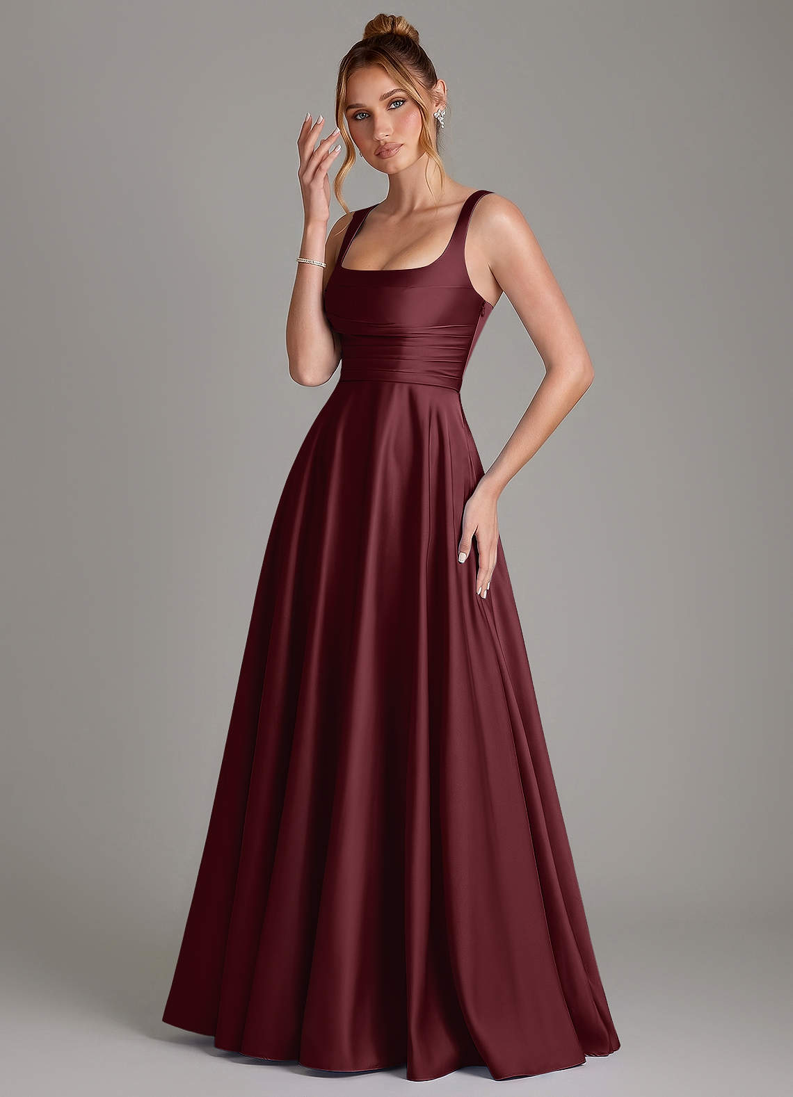 Azazie Azaria Cabernet Stretch Satin Bridesmaid Dresses | Azazie