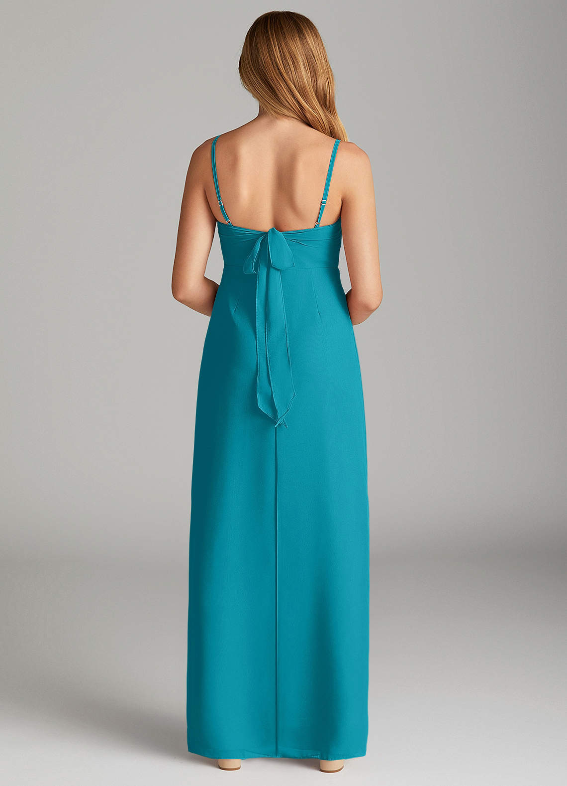 Azazie Mai Junior Jade Sheath Pleated Chiffon Dress image1