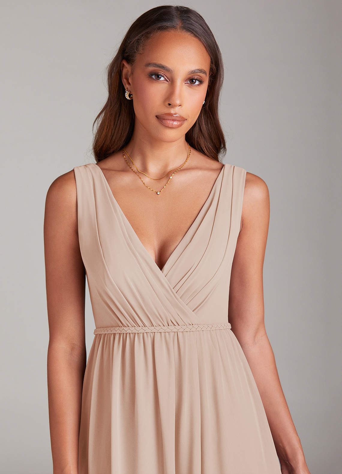 Azazie Tanicia Bridesmaid Dresses English Rose A-Line Pleated Chiffon Dress image4