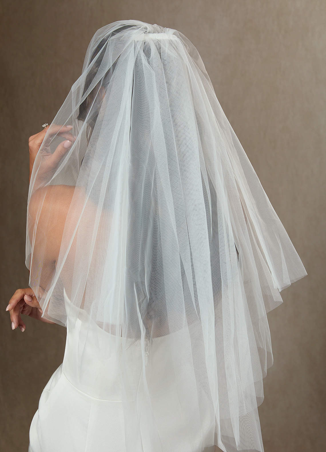 front Simple Waist Length Layered Veil