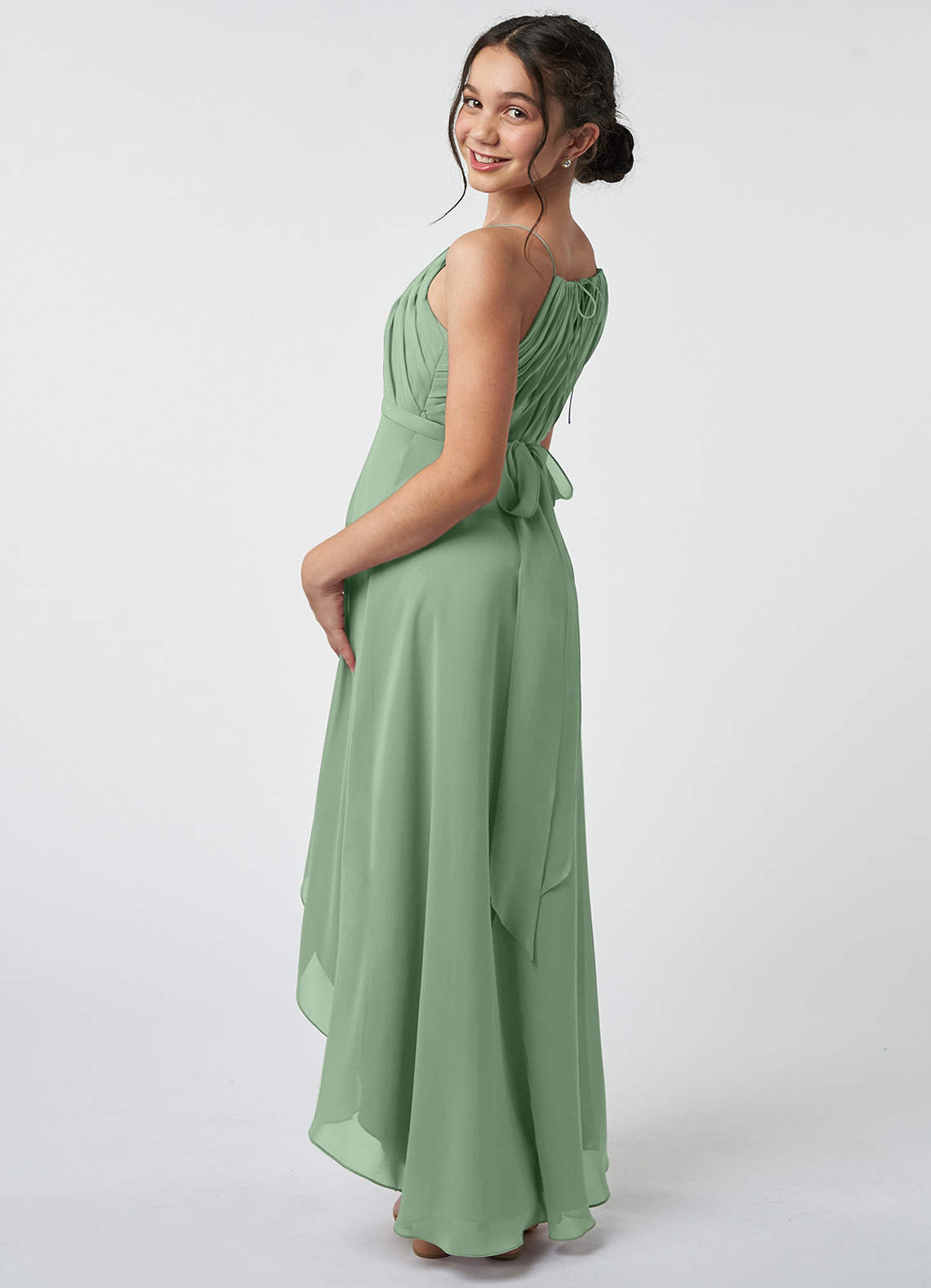 Matcha Azazie Oaklynn JBD Junior Bridesmaid Dresses | Azazie