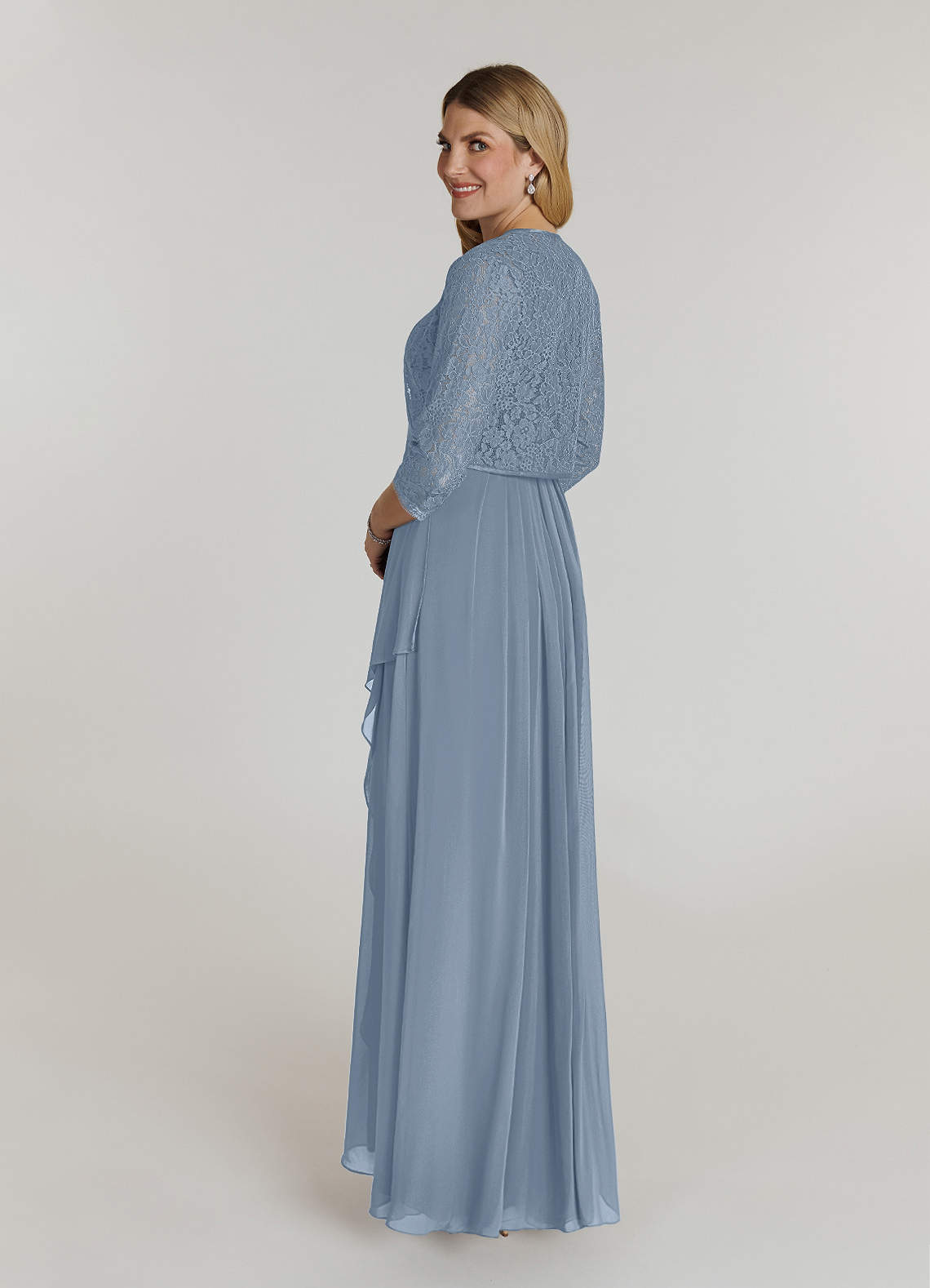 Wholesa A-Line Square Neckline Lace Chiffon Dark Navy formal dresses evening dress Mother of the Bride Dresses