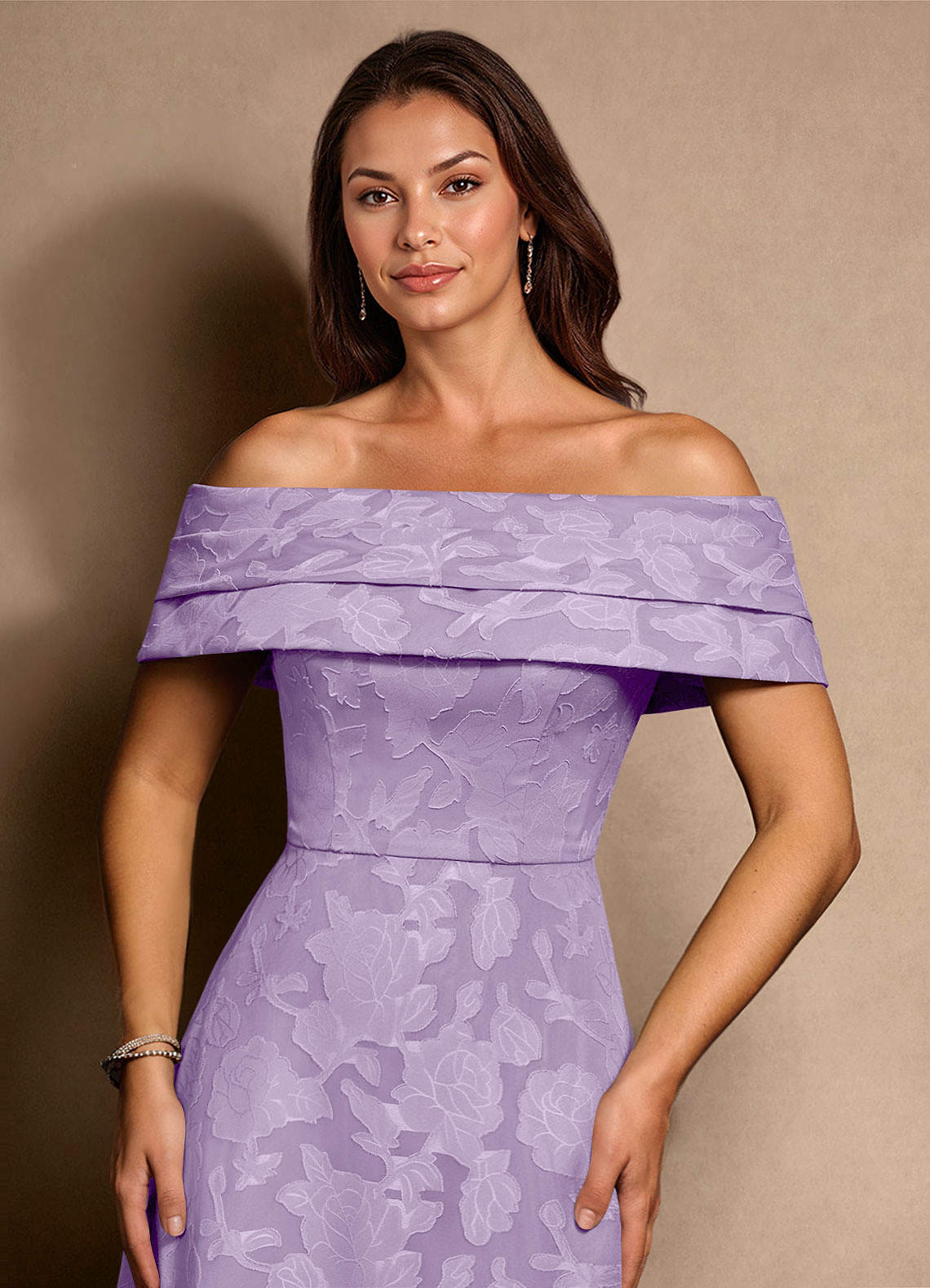 Azazie New Britain Mother of the Bride Dresses Lilac A-Line Pleated Floral Burnout Dress image4