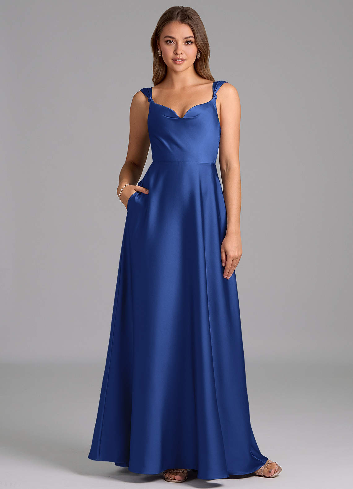 Azazie Beatrice Bridesmaid Dresses Royal Blue A-Line Sweetheart Neckline Stretch Satin Dress image1