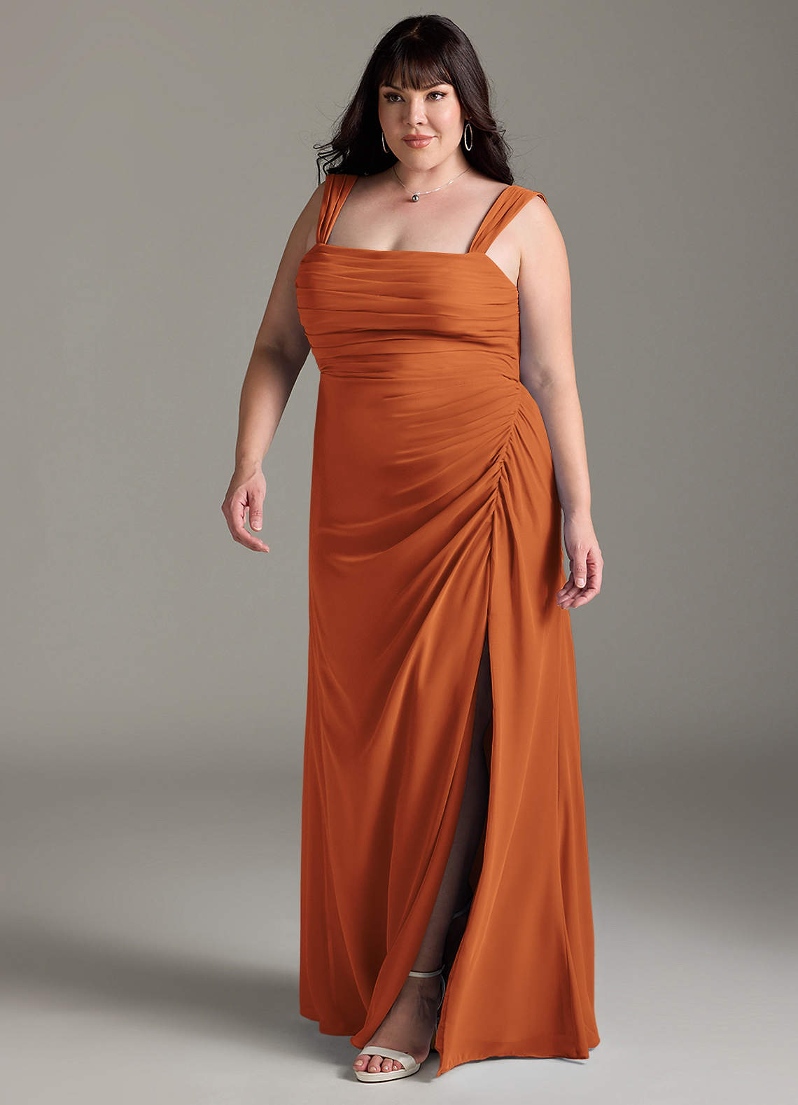 sachin and babi light blue dress Azazie Plus Size A-Line/Princess V-Neck Floor-Length Chiffon Bridesmaid Dresses
