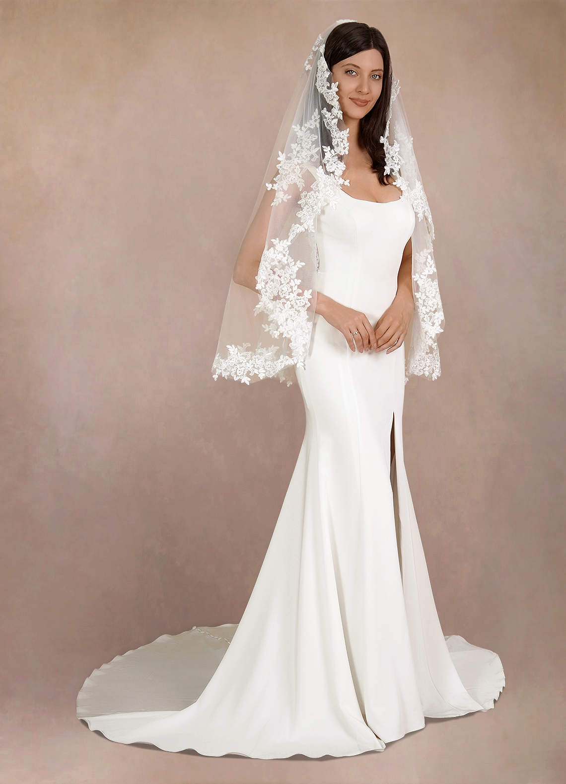 front Diamond and Lace Hip Veil