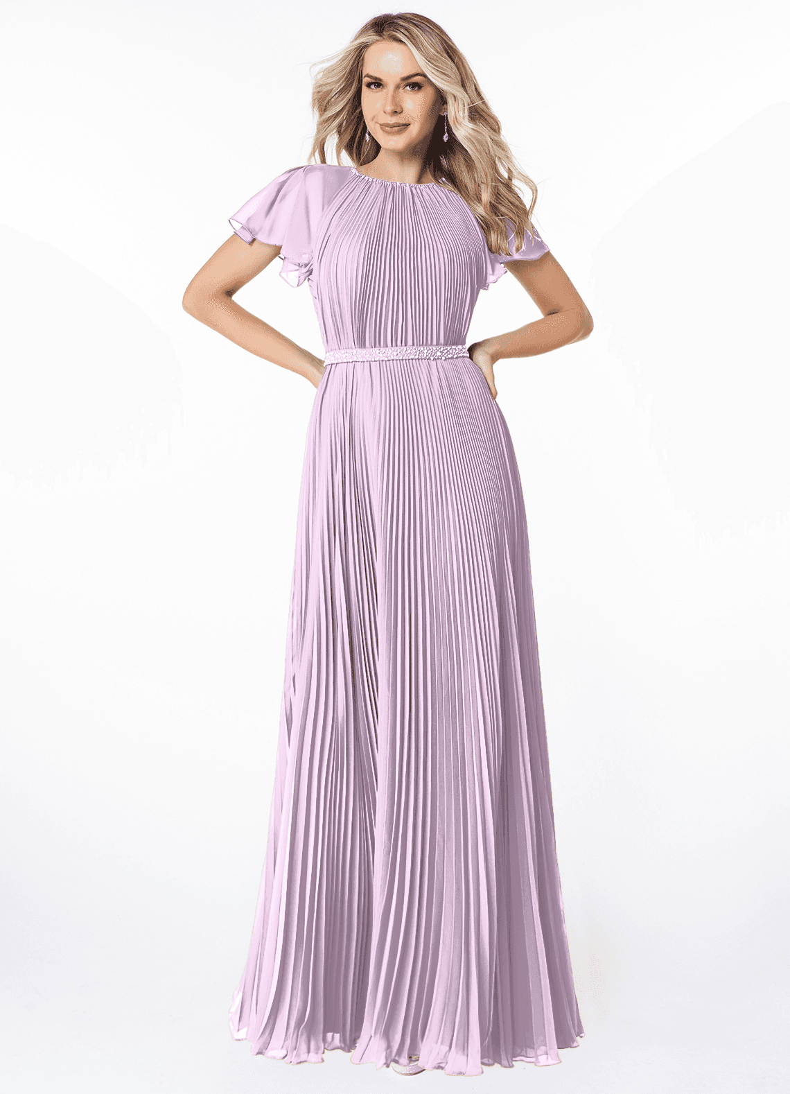 Azazie Kara vestidos de dama de honor modestos Vestido de Corte En A Plisado Hasta el suelo Gasa image1