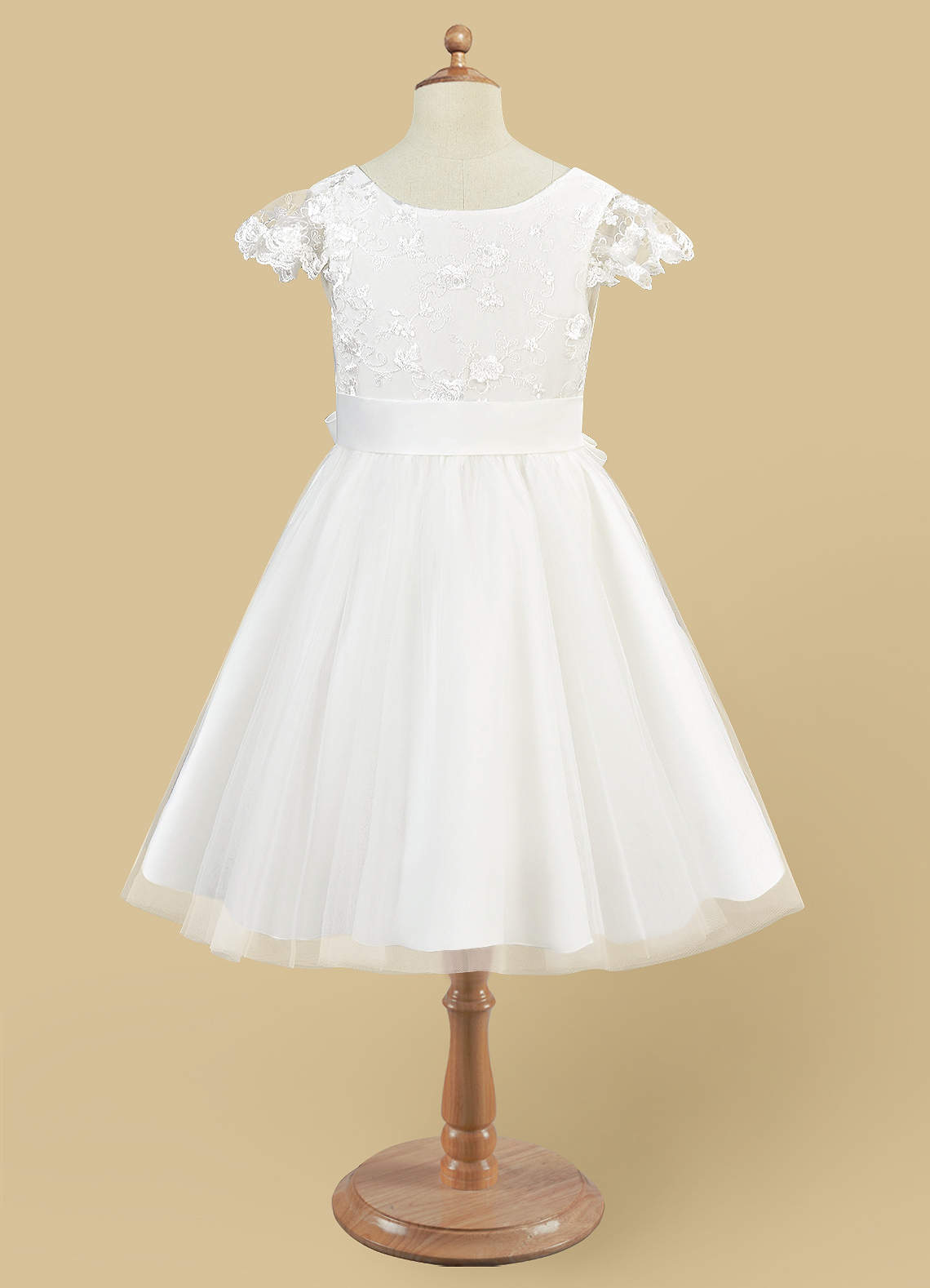 Lace Pink Tiered Tulle Knee Length Flower Girl Dress For Wedding