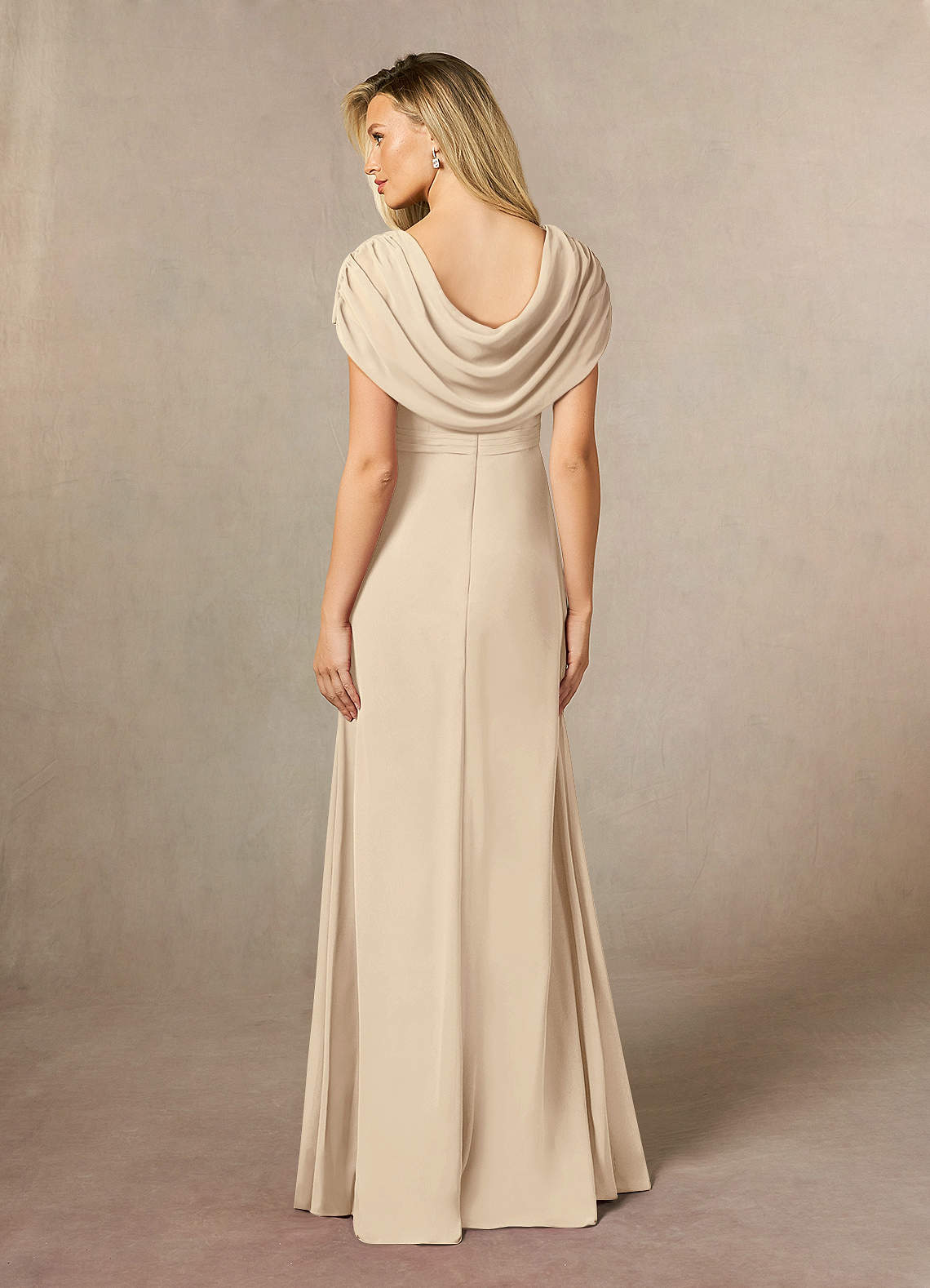 Azazie Mary Mother of the Bride Dresses Champagne A-Line Side Slit Chiffon Dress image2