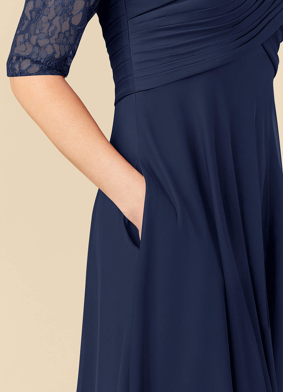 Azazie Gracelyn Mother of the Bride Dresses Dark Navy A-Line Lace Dress image6