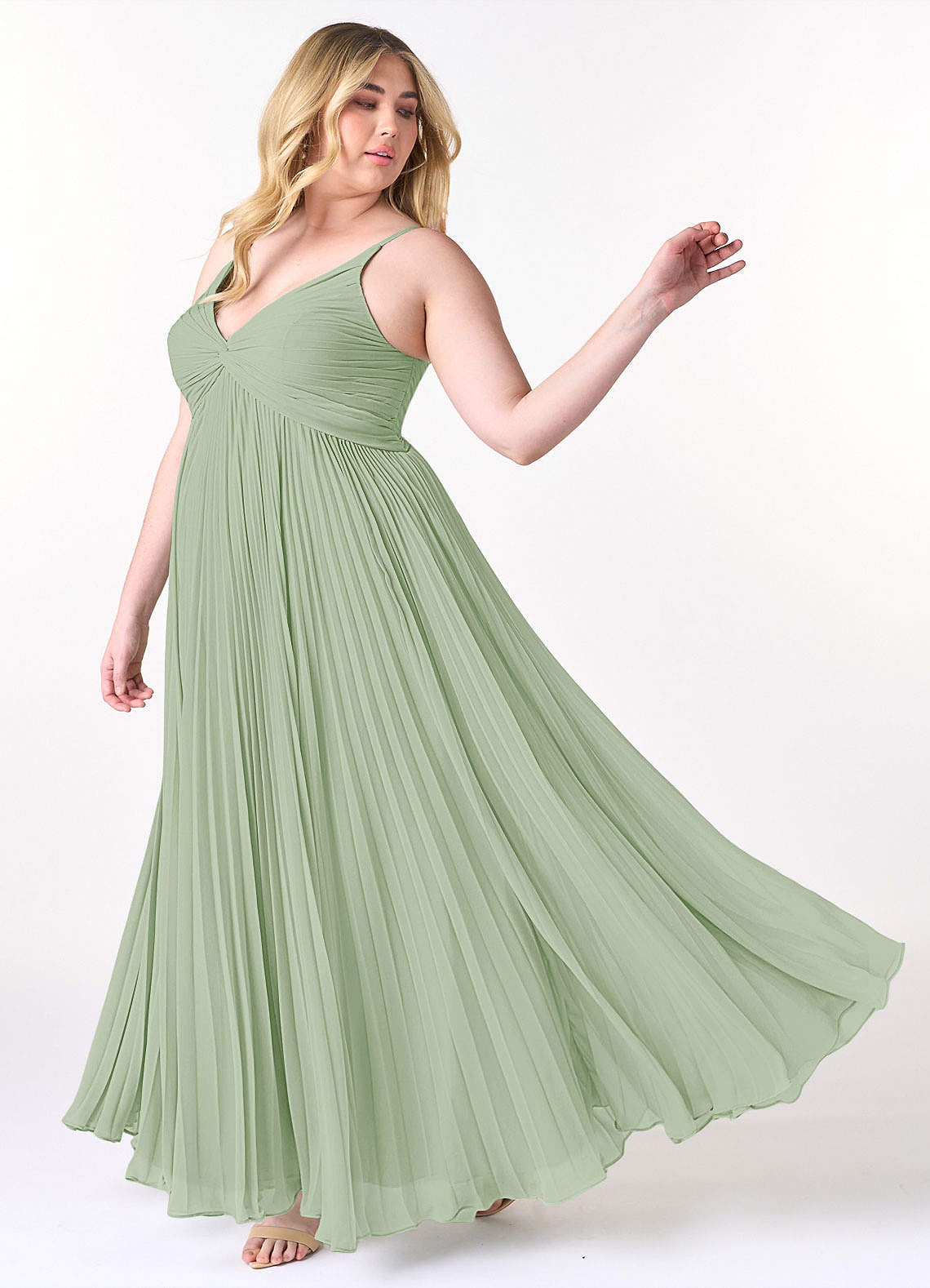 Azazie Raychelle Bridesmaid Dresses Dusty Sage A-Line V-Neck Chiffon Dress image8