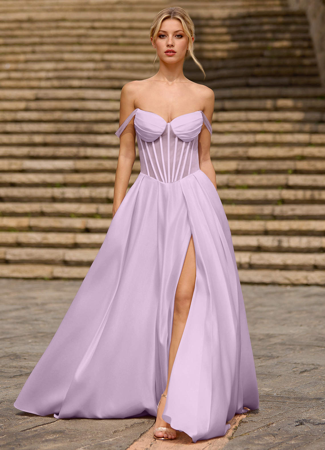 Heartshape Violet Robe de bal en satin corset image1