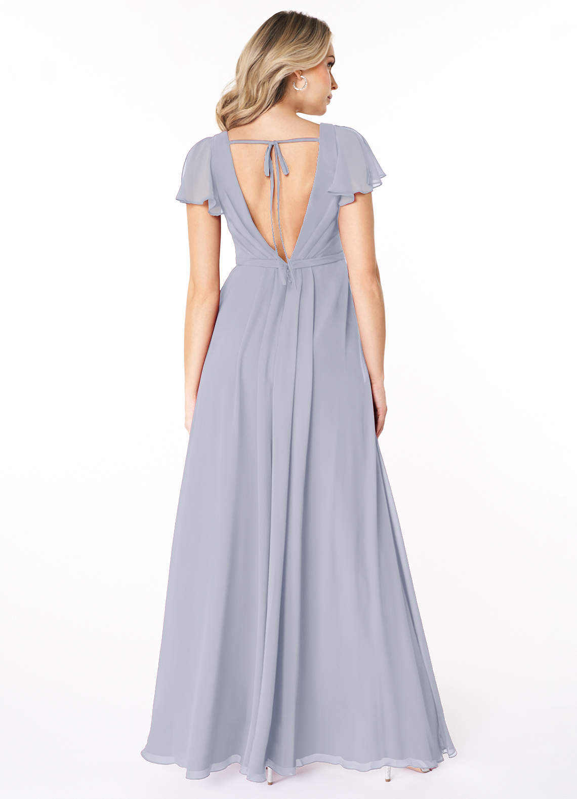 Azazie Reverie Bridesmaid Dresses A-Line V-Neck Ruched Chiffon Floor-Length Dress image1