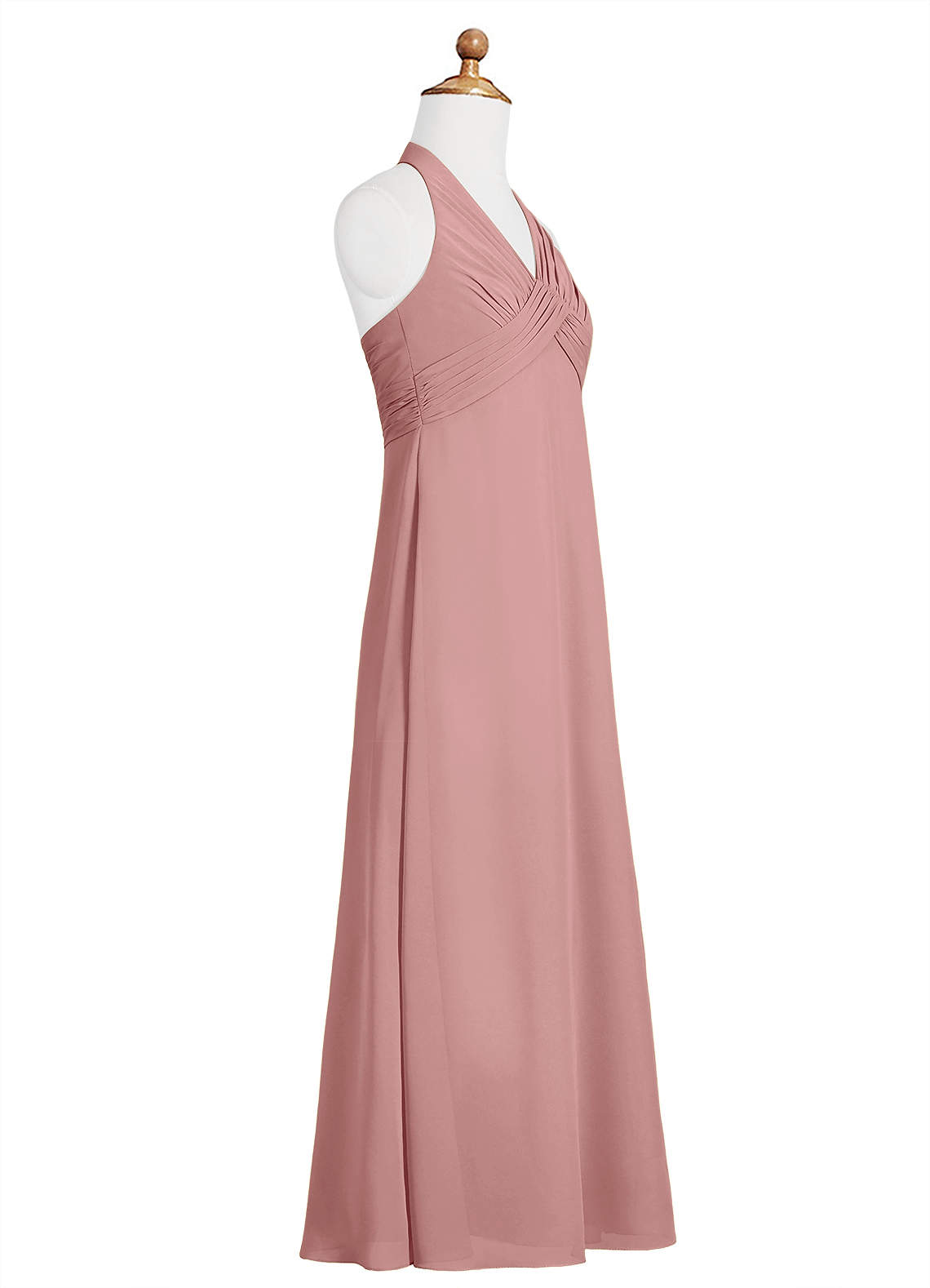 Azazie Tessie Junior A-Linie Plissee Chiffon Kleid Altrosa image7