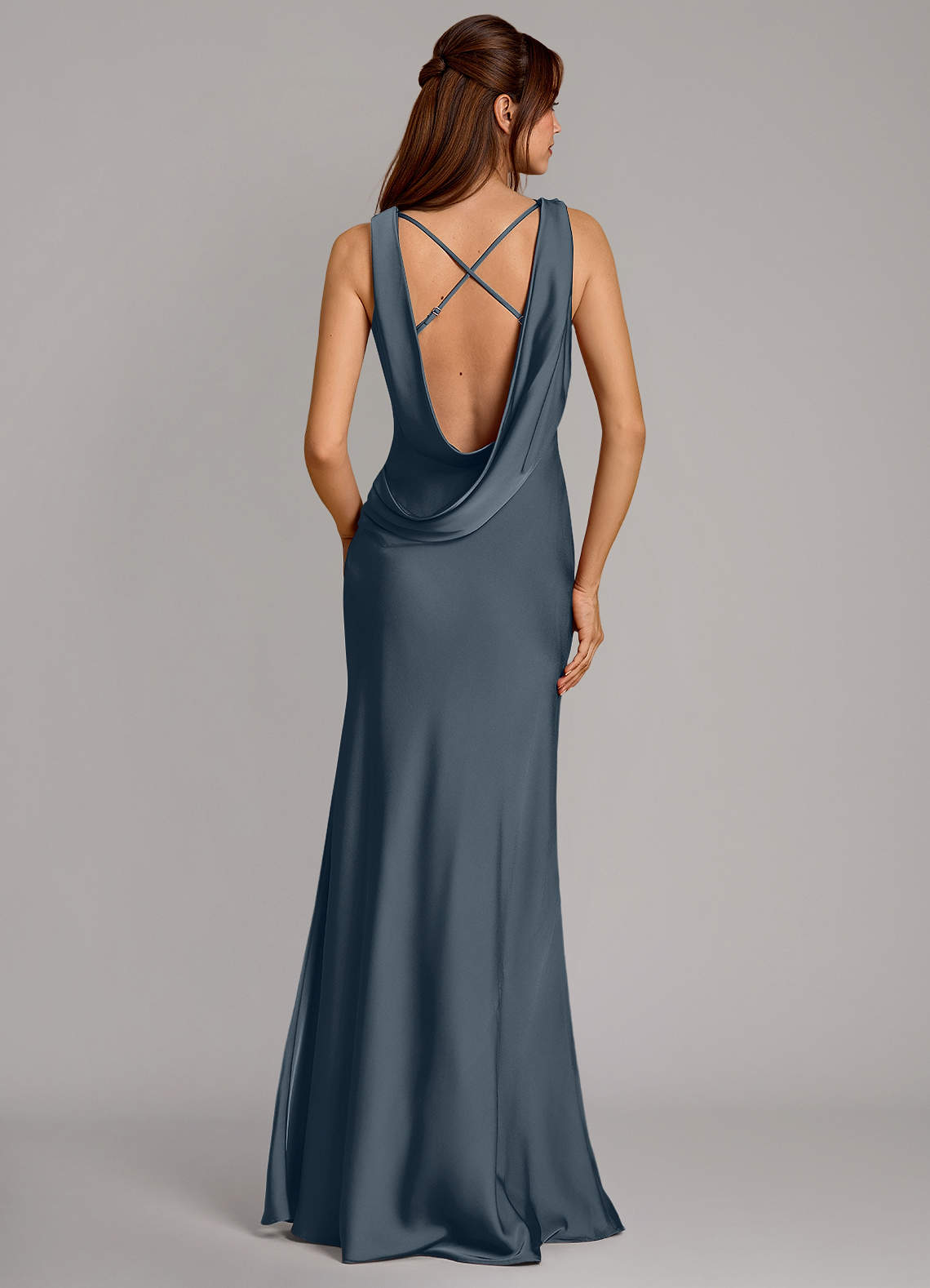 Azazie Cheryl Vestidos de damas de honor Vestido de Crepúsculo de Satén Elástico de Corte Sirena image1