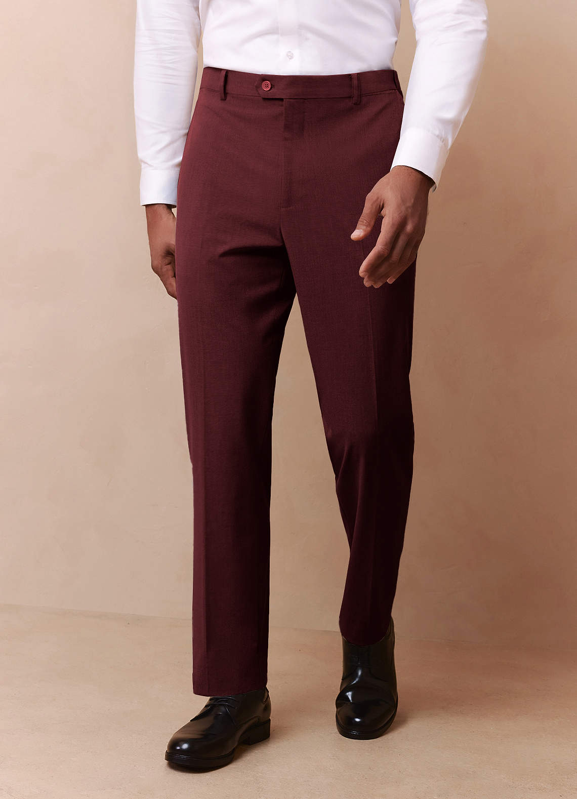 front Savile Burgundy Wool Blend Dress Pants