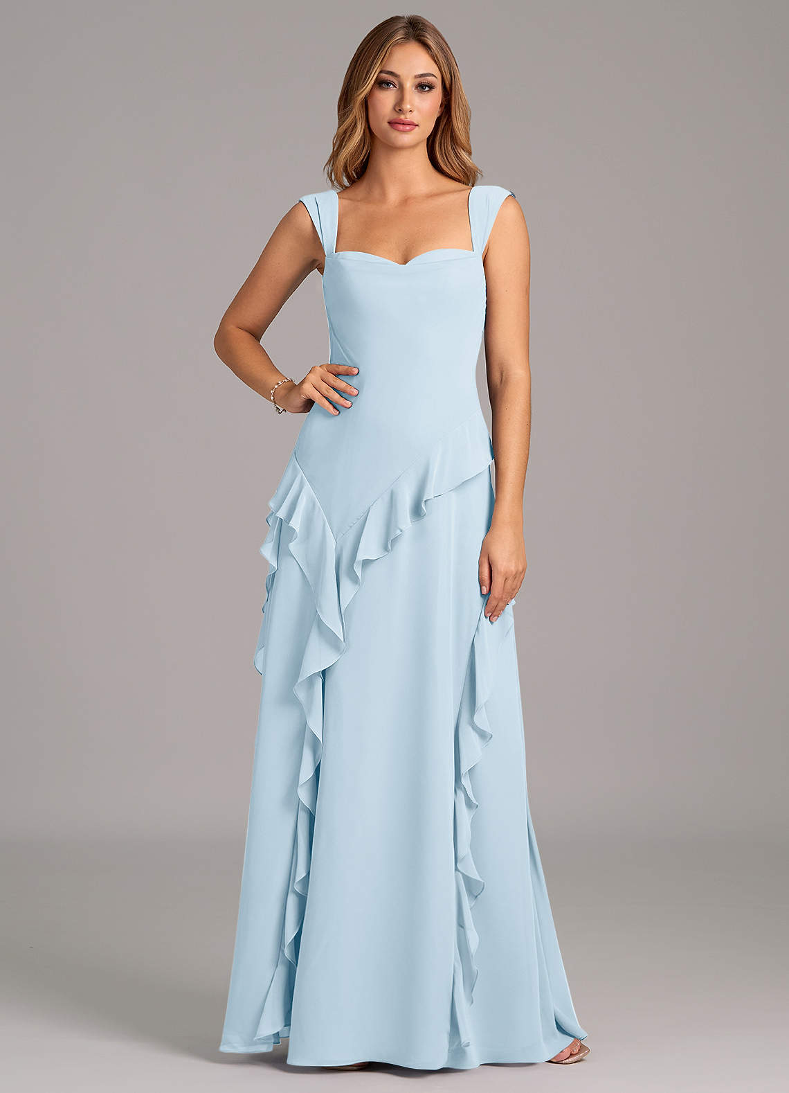 Azazie Sloane Bridesmaid Dresses Sky Blue A-Line Sweetheart Neckline Chiffon Dress image4