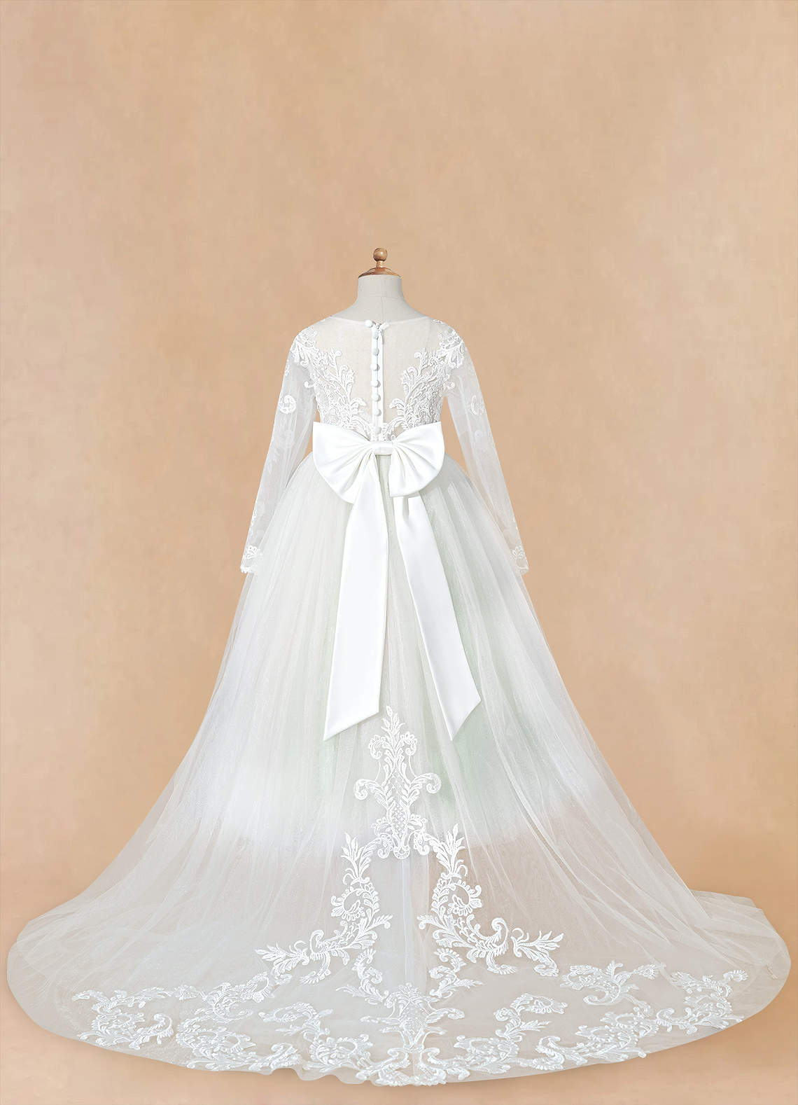 Azazie Elodie Robe Demoiselle D'honneur Fillette Robe Princesse en Dentelle Ivoire Agave image12