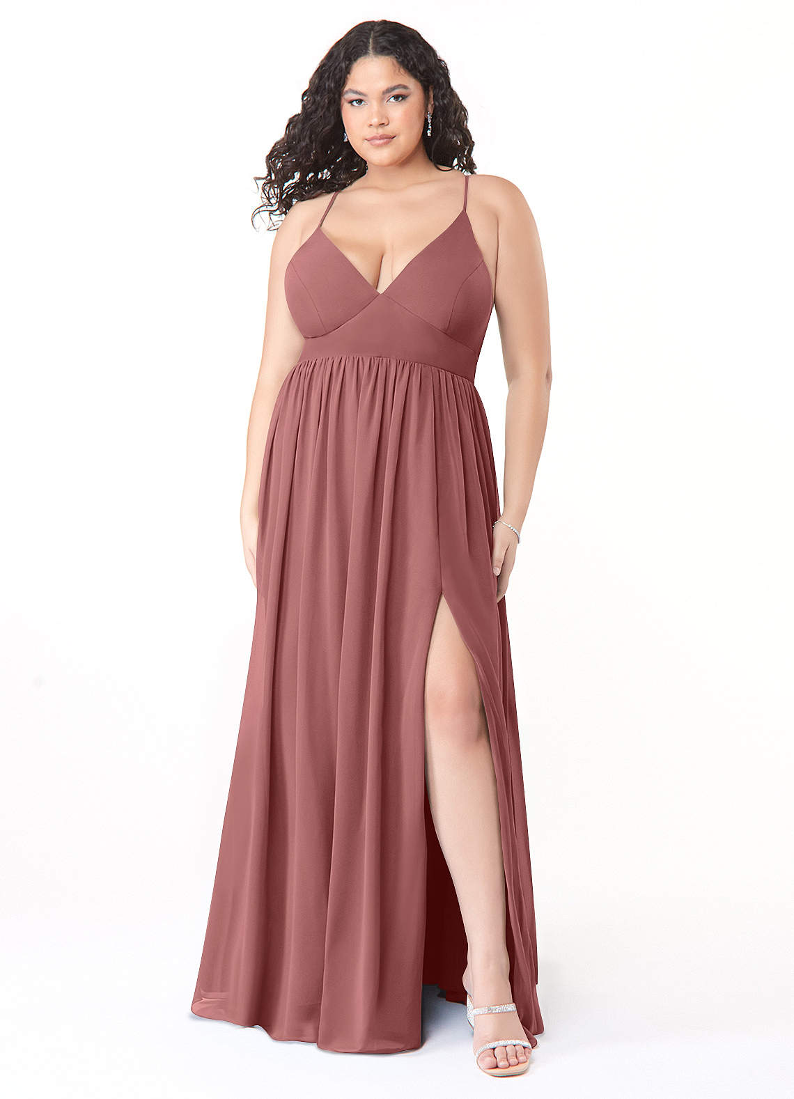 Azazie Aaida Jurken voor bruidsmeisjes Jurk van Chiffon met A-Lijn Korset Amethist image6