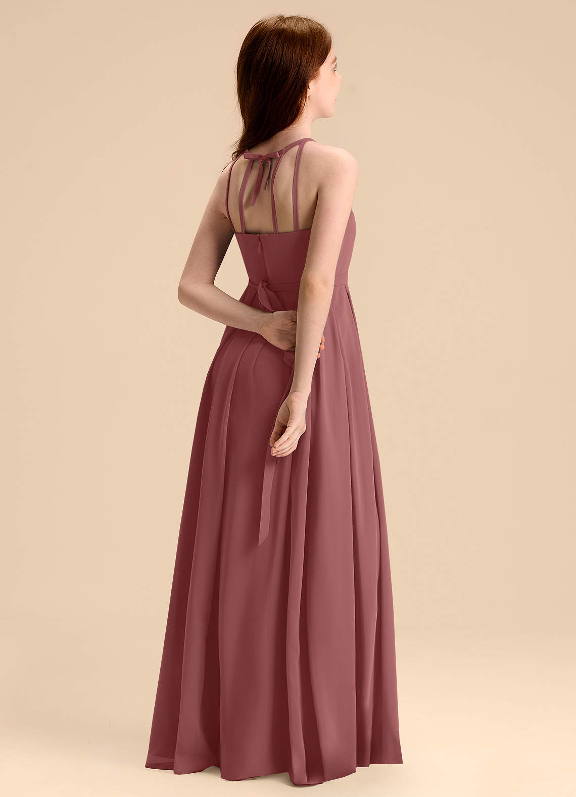 Azazie Arianthe Junior Amethyst A-Line Pleated Chiffon Dress image1
