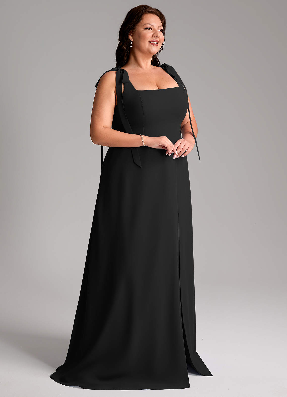 Azazie Debra Bridesmaid Dresses Black A-Line with Pockets Chiffon Convertible Dress image11