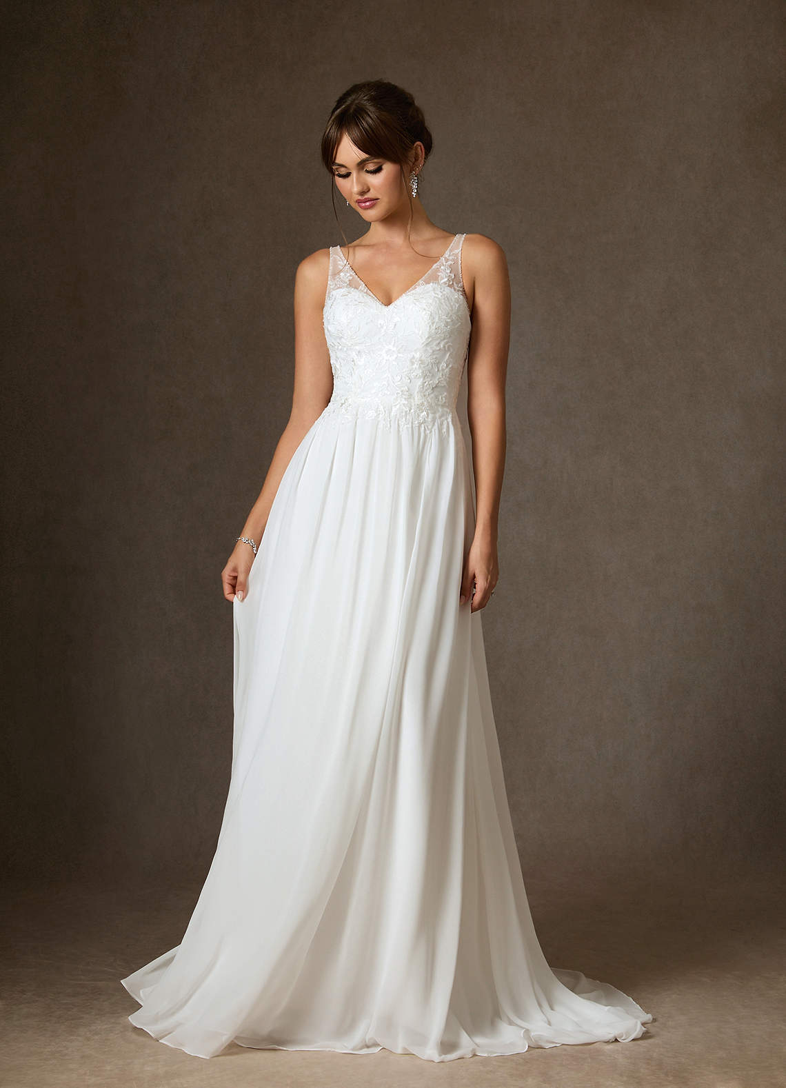 Azazie Carmella Wedding Dresses Diamond White A-Line Sequins Chiffon Dress image8