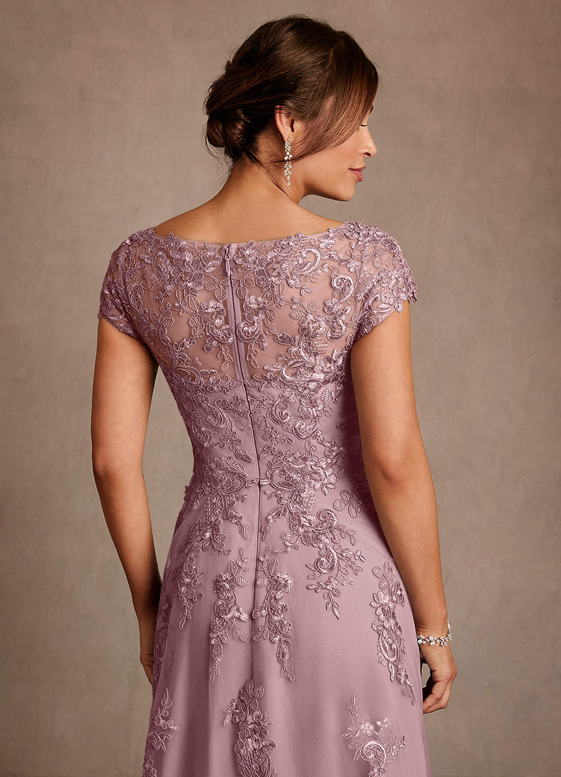 Azazie Jolanda Vestidos para mãe da noiva Vestido Rosa Empoeirada de Renda de Linha A image5