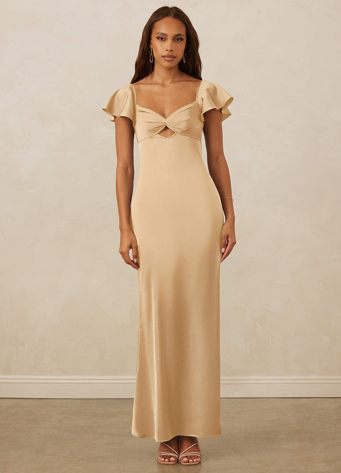 Christian Siriano Bridal for Azazie 1005 Bridesmaid Dresses Gold Sheath Sweetheart Neckline Stretch Satin Dress image1