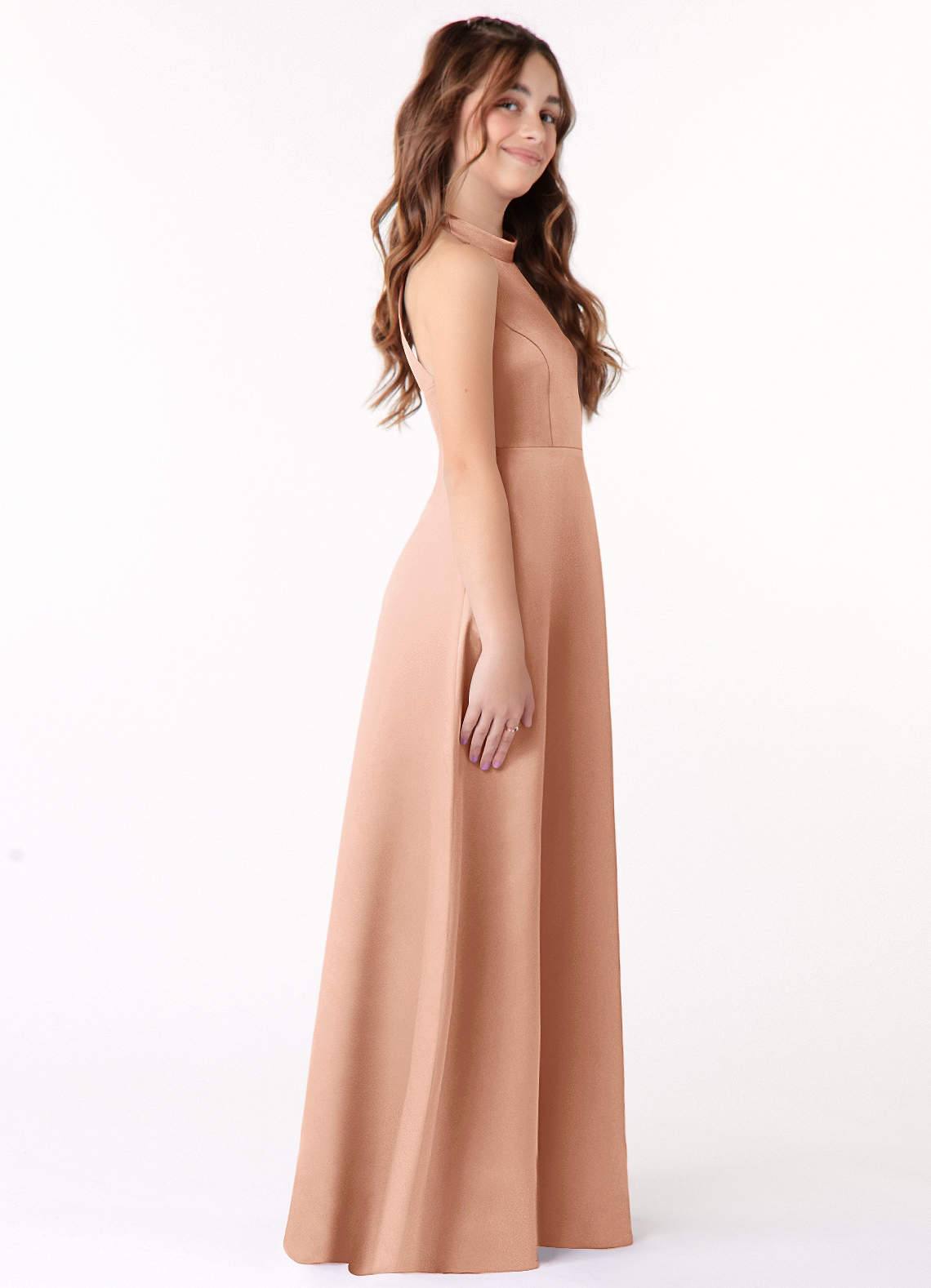 Azazie Laurel Junior Ready to Ship Bridesmaid Dress in Rose Gold | Azazie