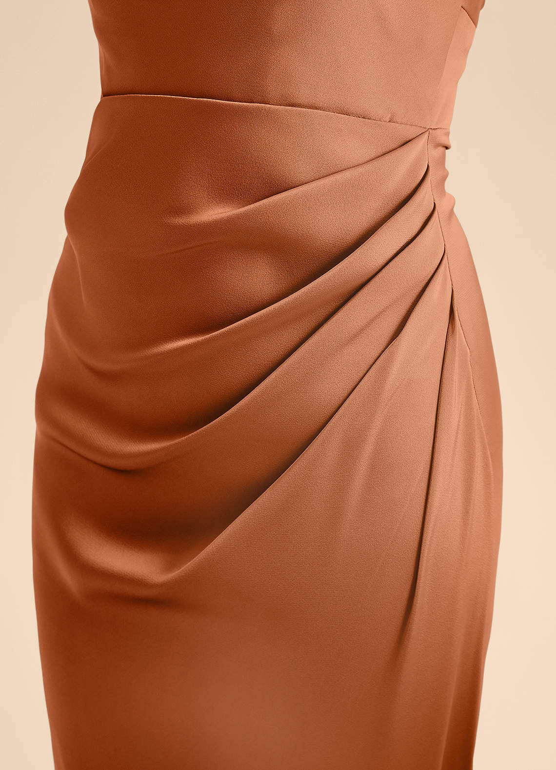 Azazie Renna Junior Vestido de Cobre de Satén Elástico de Corte en A con Plisado image6