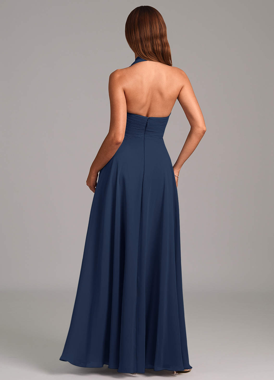 green emerald velvet dress Long Sleeveless Pleated Dress with Front Cutout by Elizabeth K GL2366
