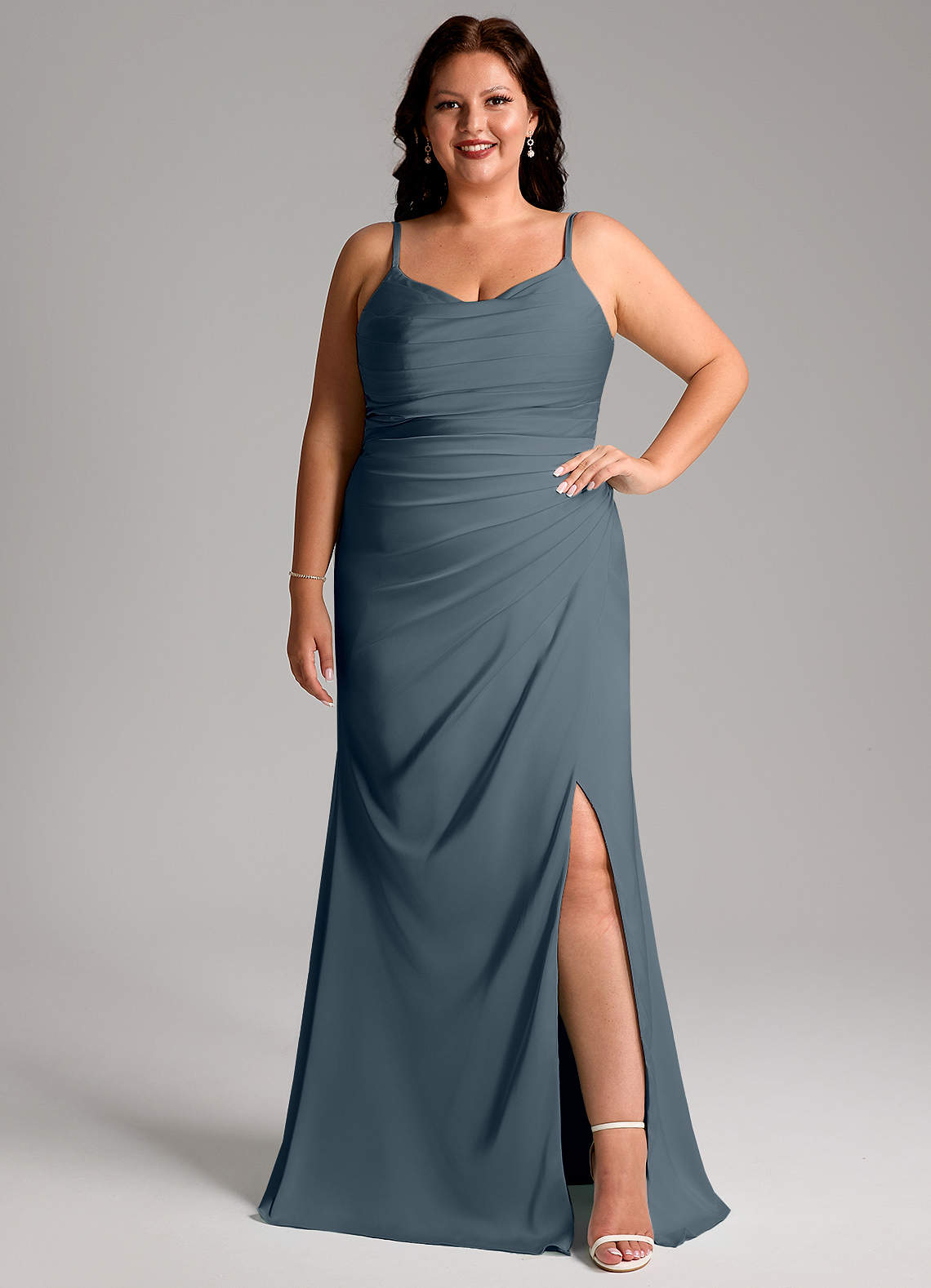 Azazie Deandra Brautjungfernkleider Meerjungfrau-Linie Plissee Stretch-Satin Kleid Zwielichtviolett image1