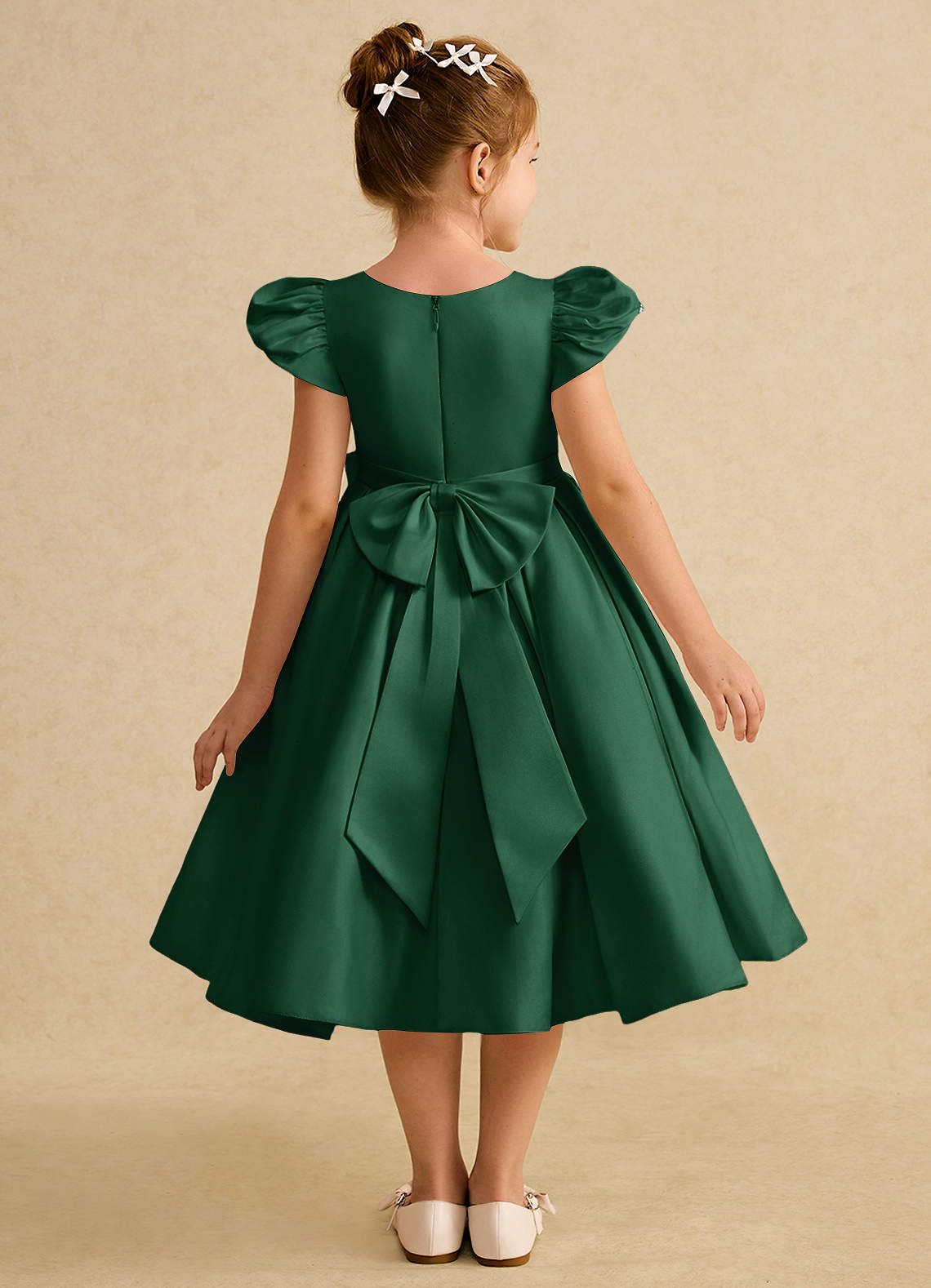green satin tea dress Green Silk Satin Spaghetti Strap Mismatched Column Tea Length Bridesmaid  Dresses, CB0310