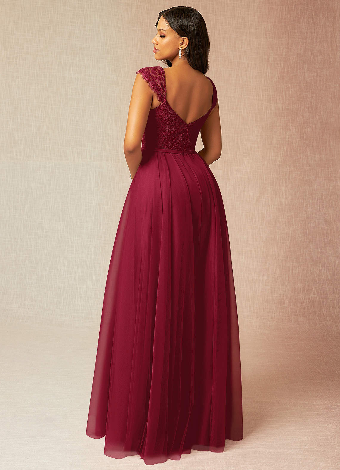 Azazie Luxi Burgundy Tulle Bridesmaid Dresses | Azazie
