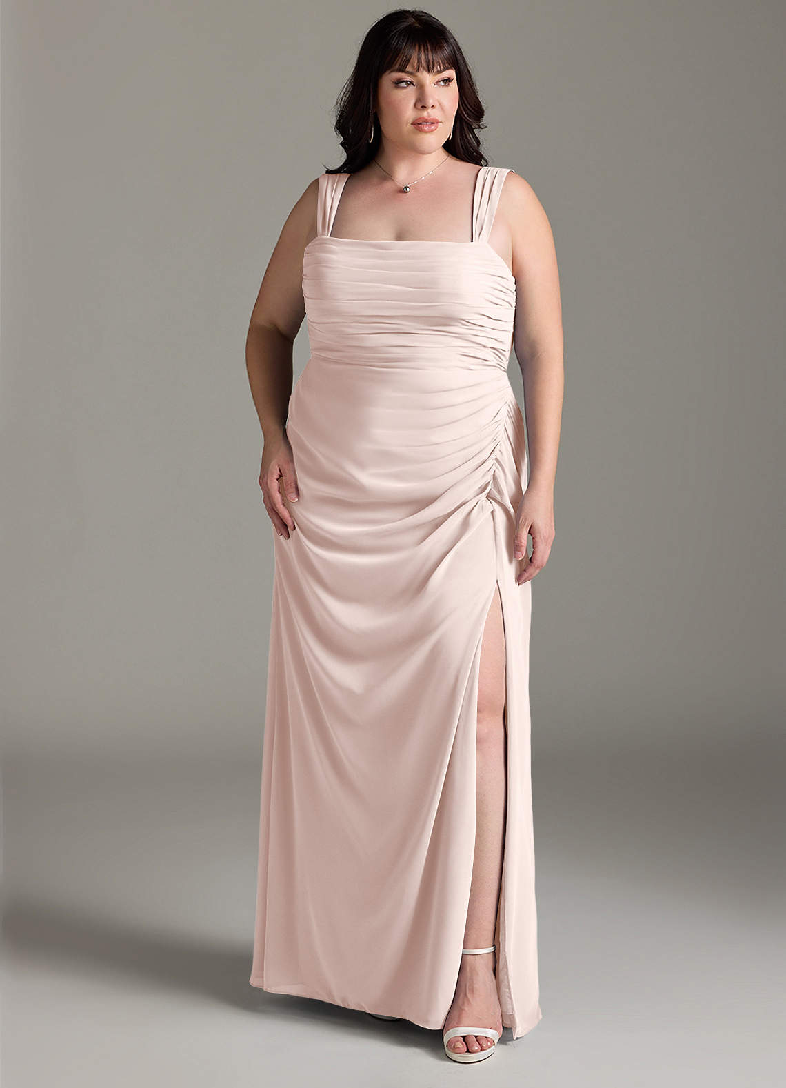 Azazie Jesaphine Bridesmaid Dresses Rose Petal Sheath Bow Chiffon Dress image1