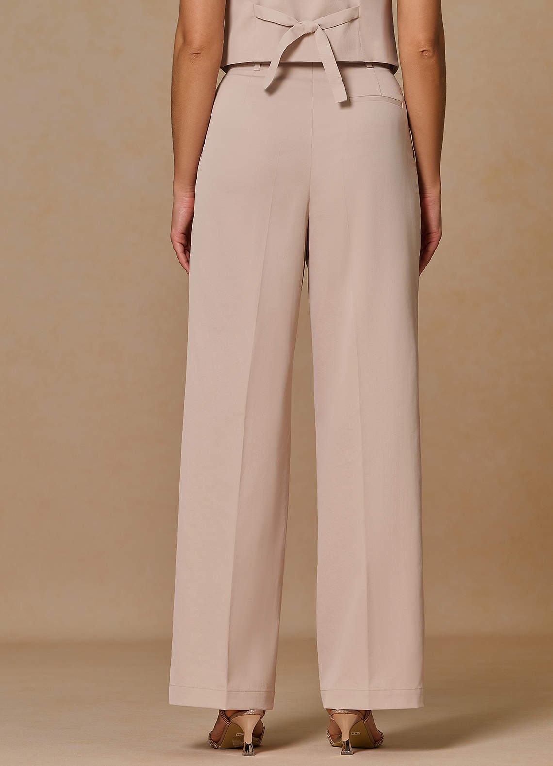 front Margaret Tan Cotton Linen Blend Pants