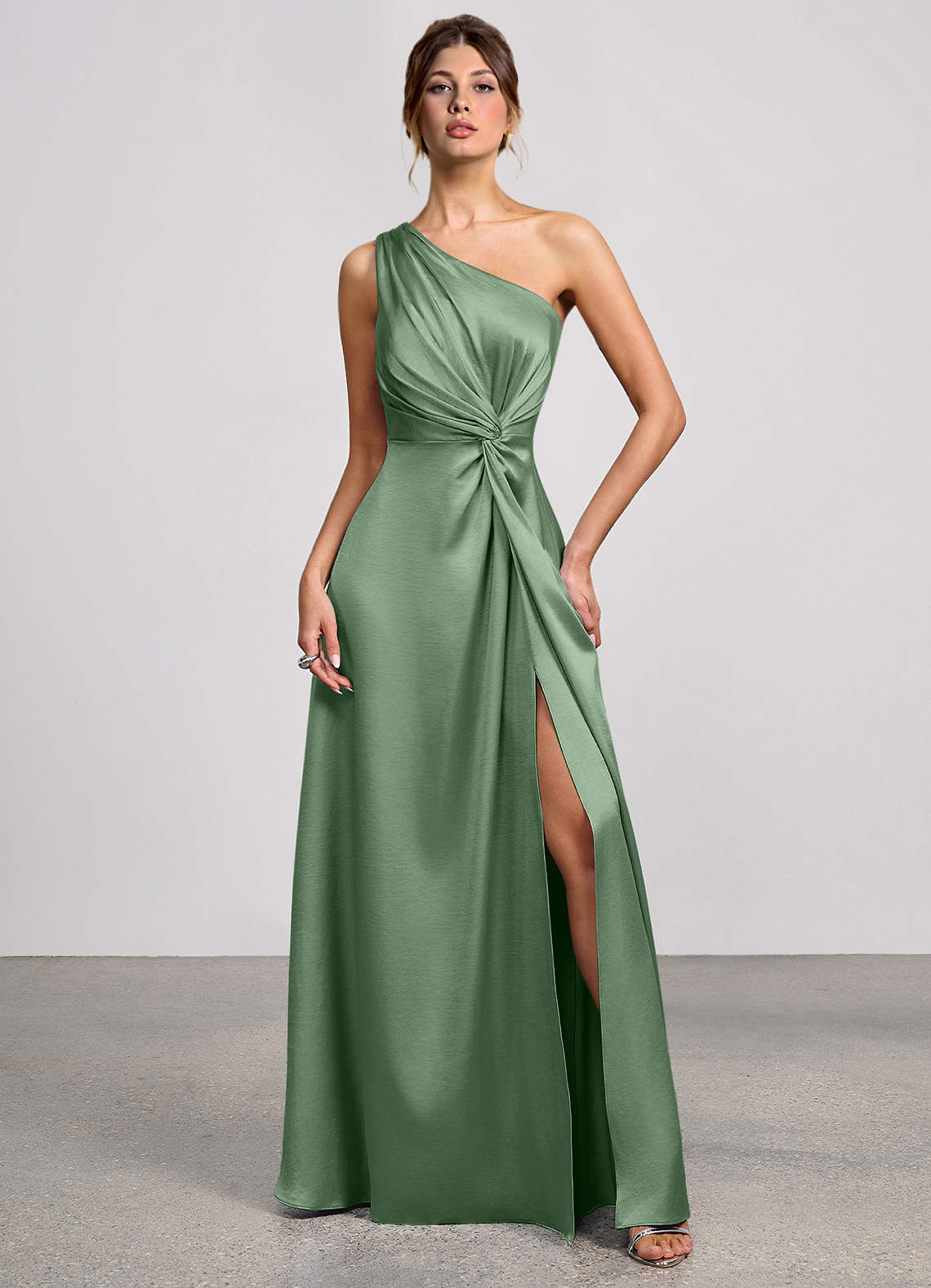 Eulalie Matcha Luminous Satin Maxi Dress image2